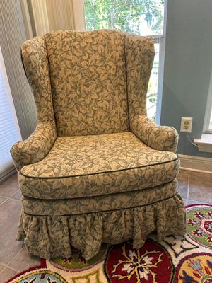 Karpen Upholstered Wingback Chair with Skirted Base