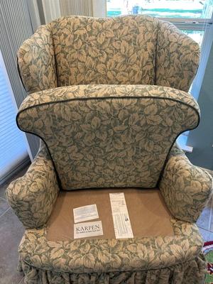 Karpen Upholstered Wingback Chair with Skirted Base