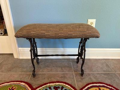 Upholstered Accent Bench with Scrolled Base
