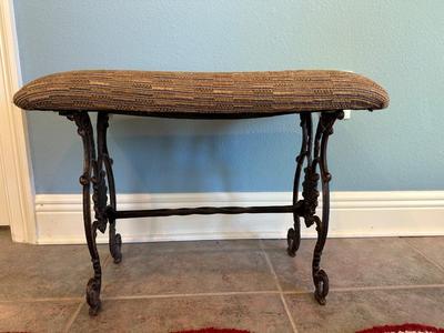 Upholstered Accent Bench with Scrolled Base