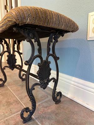 Upholstered Accent Bench with Scrolled Base