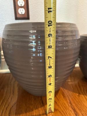 Set of Three Glazed Ceramic Planters