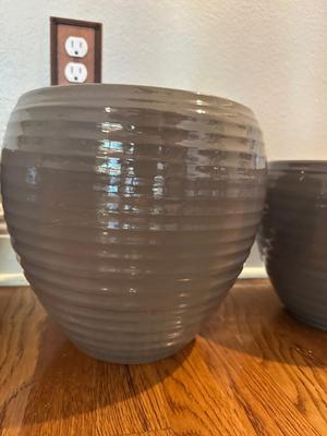 Set of Three Glazed Ceramic Planters