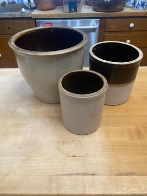 Lot of Three Stoneware Crocks