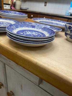 Set of Woods Ware Blue Willow China