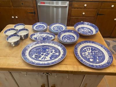 Set of Woods Ware Blue Willow China
