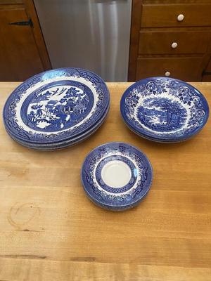 Set of Churchill Blue Willow China