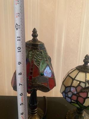 Two Small Tiffany Style Stained Glass Lamps
