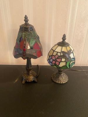 Two Small Tiffany Style Stained Glass Lamps