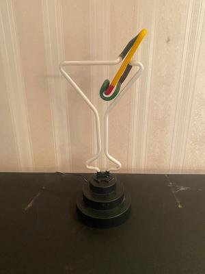 Cool Martini Glass Neon Sign on Pedestal Barware