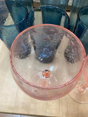 Lot of Crackle Glass. Two Wine Glasses/ 8 Pint Glasses