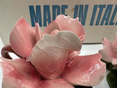 Set of 4 Capodimonte Pink Flower Candle Holders