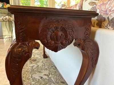 Hand-Carved Mahogany Console Table