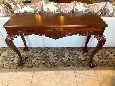Hand-Carved Mahogany Console Table
