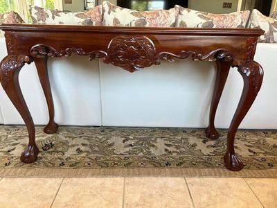 Hand-Carved Mahogany Console Table