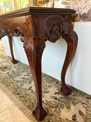 Hand-Carved Mahogany Console Table