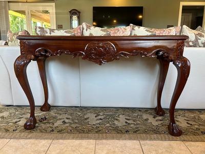 Hand-Carved Mahogany Console Table