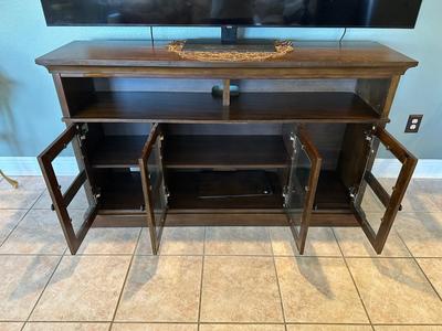 Dark Wood Media Console Cabinet