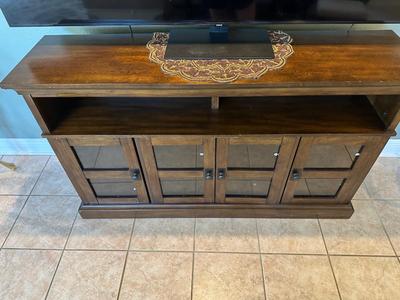 Dark Wood Media Console Cabinet