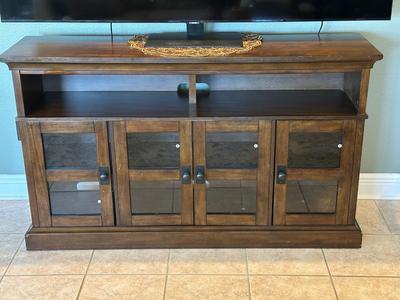 Dark Wood Media Console Cabinet