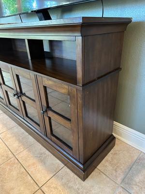 Dark Wood Media Console Cabinet