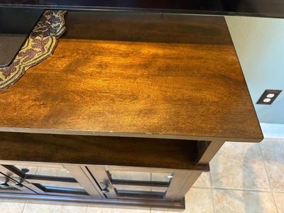 Dark Wood Media Console Cabinet