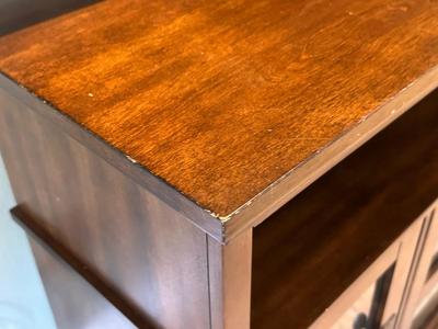 Dark Wood Media Console Cabinet