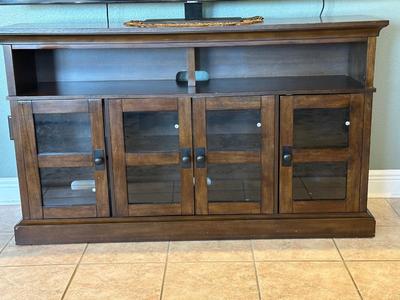Dark Wood Media Console Cabinet