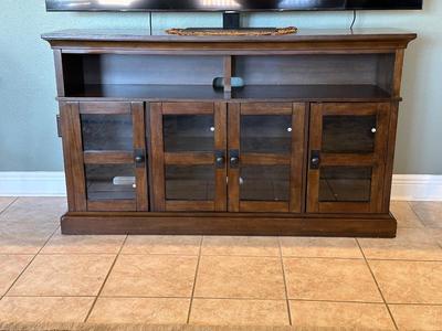 Dark Wood Media Console Cabinet