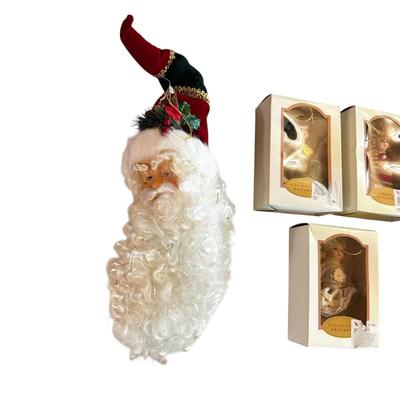 Sale Photo Thumbnail #46: 2 Large Santa Ornaments (9" and 12" long) & 3 Boxed Doll Ornaments