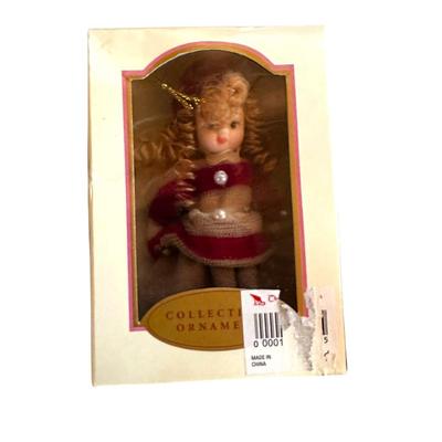 Sale Photo Thumbnail #50: 2 Large Santa Ornaments (9" and 12" long) & 3 Boxed Doll Ornaments