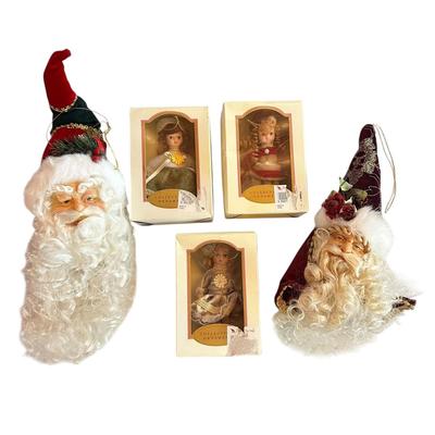 Sale Photo Thumbnail #45: 2 Large Santa Ornaments (9" and 12" long) & 3 Boxed Doll Ornaments