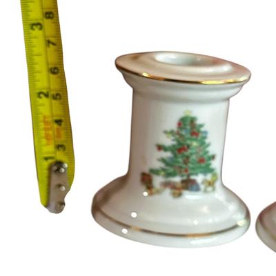 Sale Photo Thumbnail #103: 2 Holiday Candle Holders by Shibata Fine Porcelain Japan- excellent condition, 2 1/2" tall