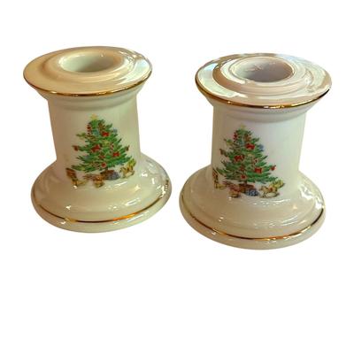 Sale Photo Thumbnail #98: 2 Holiday Candle Holders by Shibata Fine Porcelain Japan- excellent condition, 2 1/2" tall