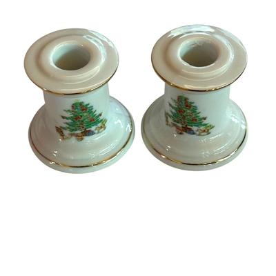 Sale Photo Thumbnail #97: 2 Holiday Candle Holders by Shibata Fine Porcelain Japan- excellent condition, 2 1/2" tall