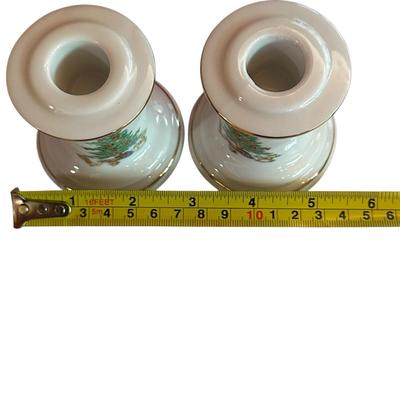 Sale Photo Thumbnail #102: 2 Holiday Candle Holders by Shibata Fine Porcelain Japan- excellent condition, 2 1/2" tall