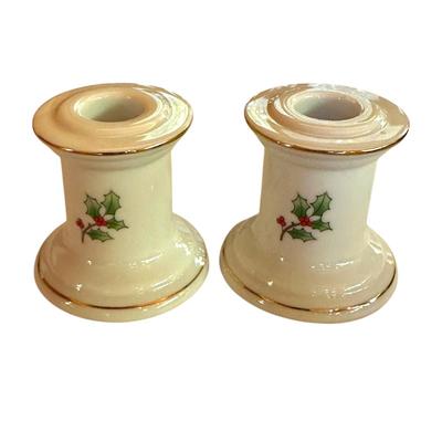 Sale Photo Thumbnail #99: 2 Holiday Candle Holders by Shibata Fine Porcelain Japan- excellent condition, 2 1/2" tall