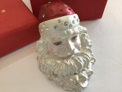 Enamel Santa Vintage Trinket Box