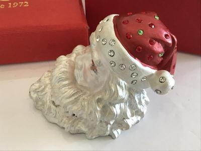 Enamel Santa Vintage Trinket Box