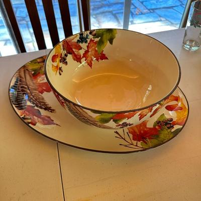 Thanksgiving / Autumn Large Platter and Large Bowl