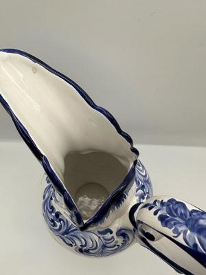 Vestal Portugal Hand-Painted Pitcher – Blue & White Floral
