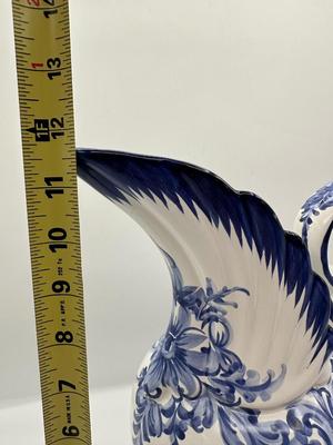 Vestal Portugal Hand-Painted Pitcher – Blue & White Floral