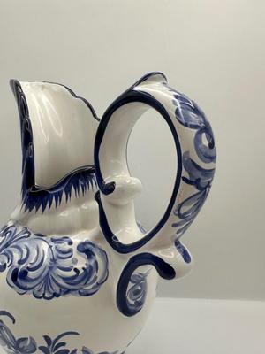 Vestal Portugal Hand-Painted Pitcher – Blue & White Floral