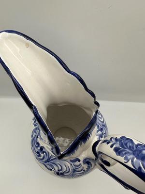 Vestal Portugal Hand-Painted Pitcher – Blue & White Floral