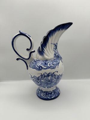Vestal Portugal Hand-Painted Pitcher – Blue & White Floral