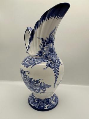 Vestal Portugal Hand-Painted Pitcher – Blue & White Floral
