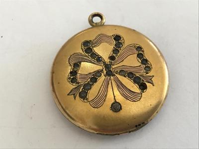 1900 Vintage Gold Plate Locket With Stones. Marked