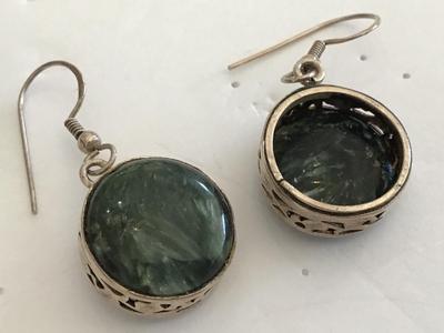 925 Silver Semi Precious Earrings Vintage