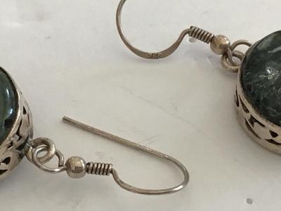 925 Silver Semi Precious Earrings Vintage