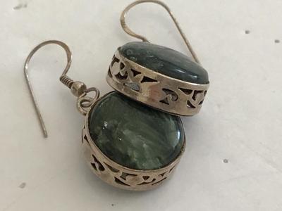 925 Silver Semi Precious Earrings Vintage